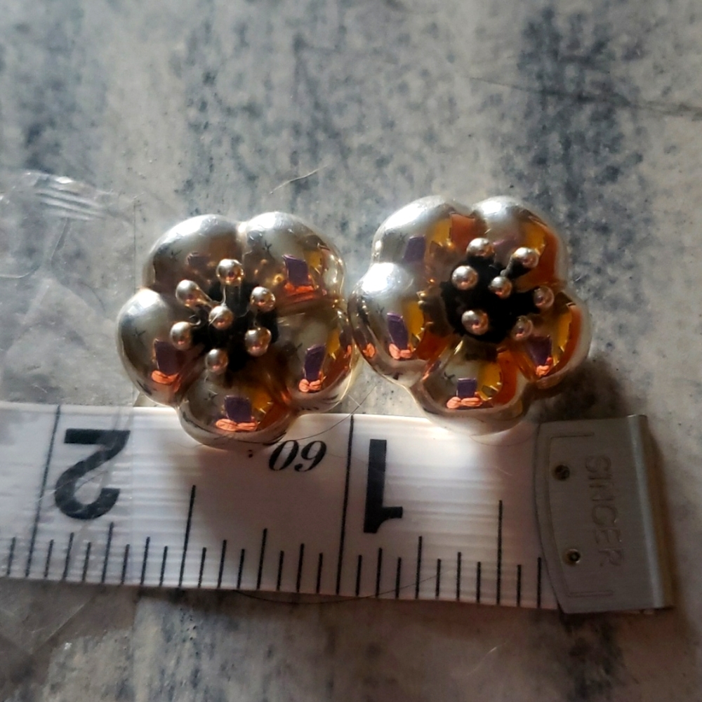 Vintage 925 Silver 15g Flower Earrings